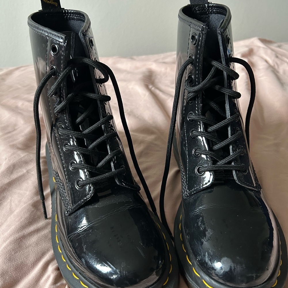 Black Patent Leather Women's Boots